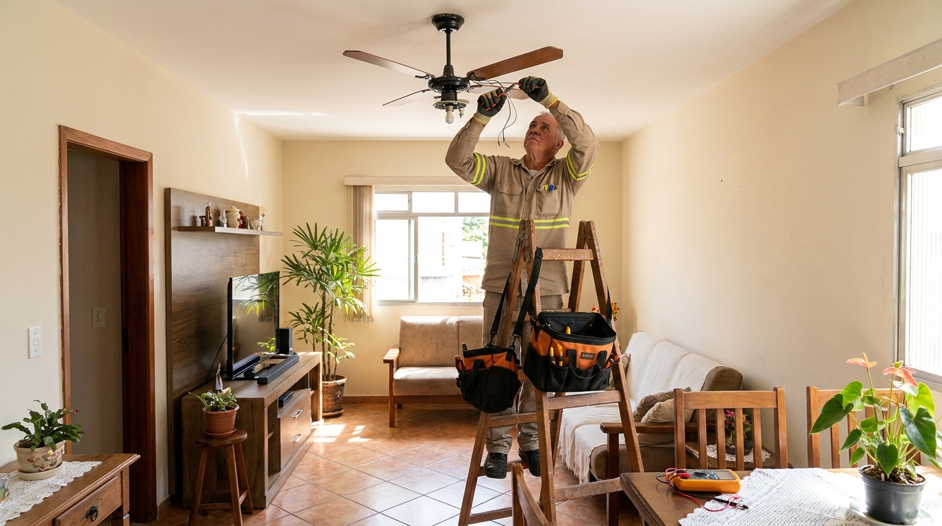 Montagem de ventilador de teto em Contagem‑MG